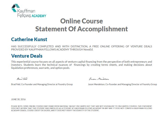 Kauffman Venture Deals Certification