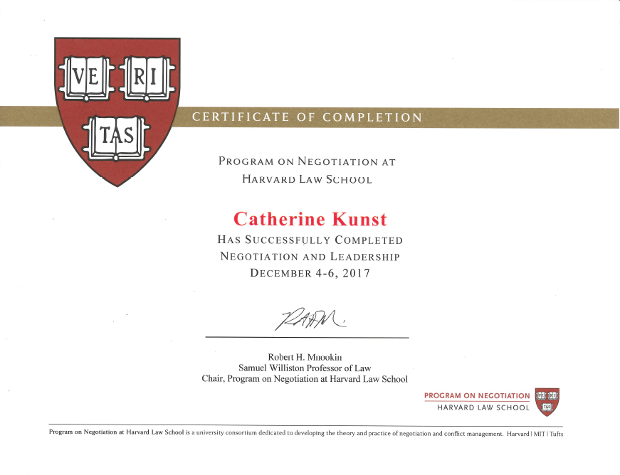 harvard law degree certificate