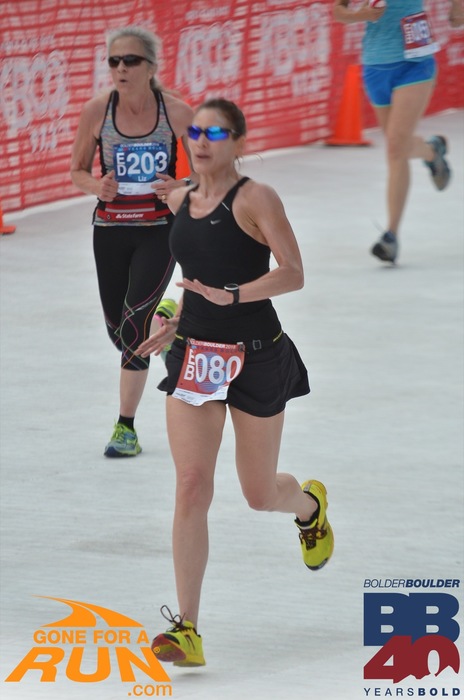 Catherine about to cross the finish line