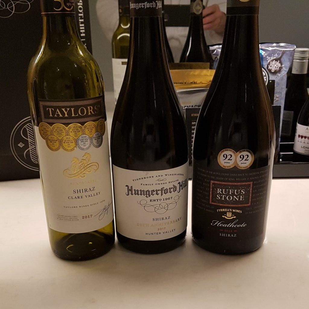 3 bottles of different Australian Shiraz Wine